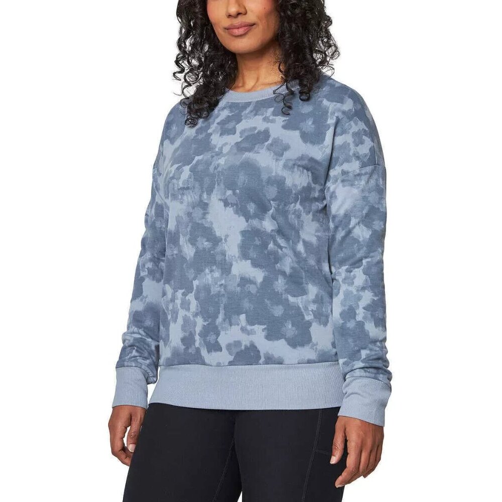Mondetta Women's Plus Size 3X Blue Printed Tencel Modal Soft Sweatshirt NWT